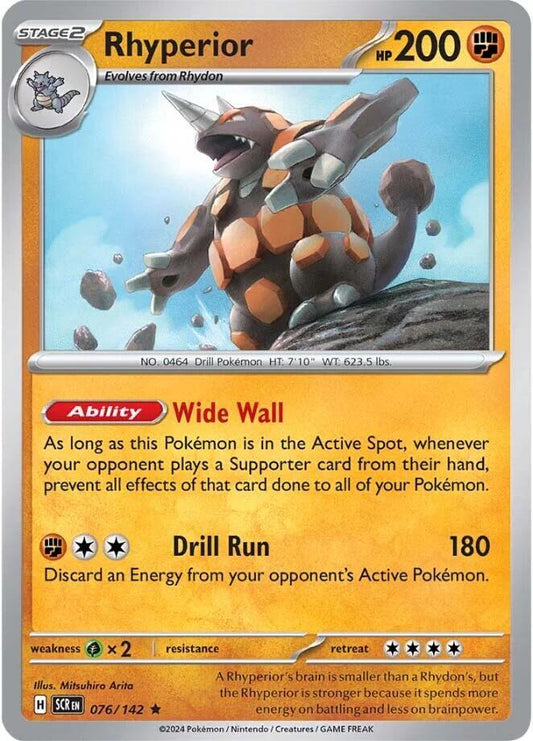 Rhyperior Rare Reverse Holo SCR 076/142 NM