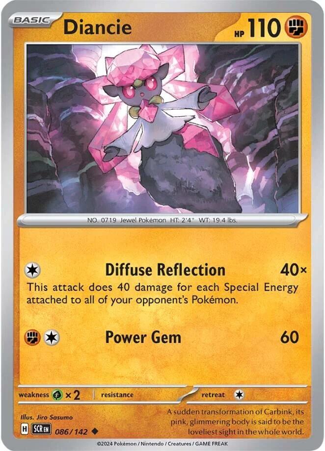 Diancie Uncommon Reverse Holo SCR 086/142 NM