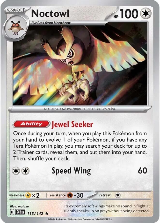 Noctowl Rare Holo SCR 115/142 NM