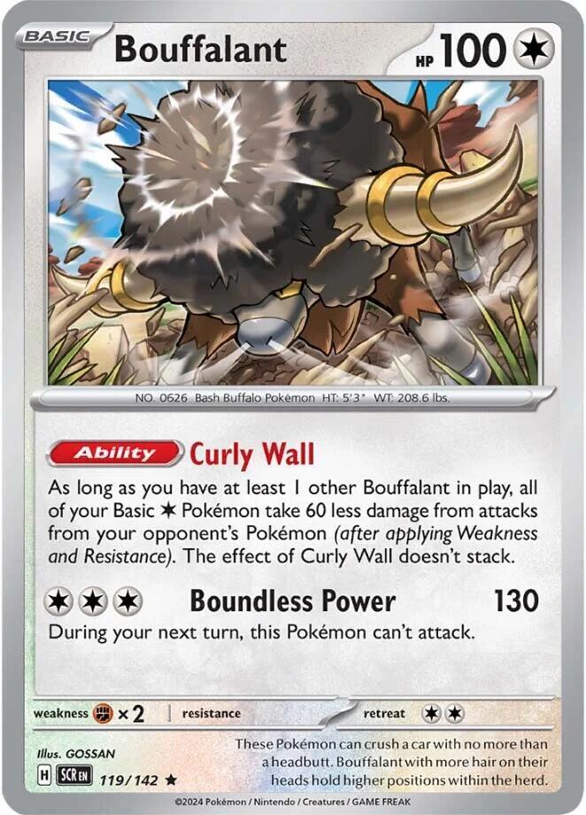 Bouffalant Rare Holo SCR 119/142 NM