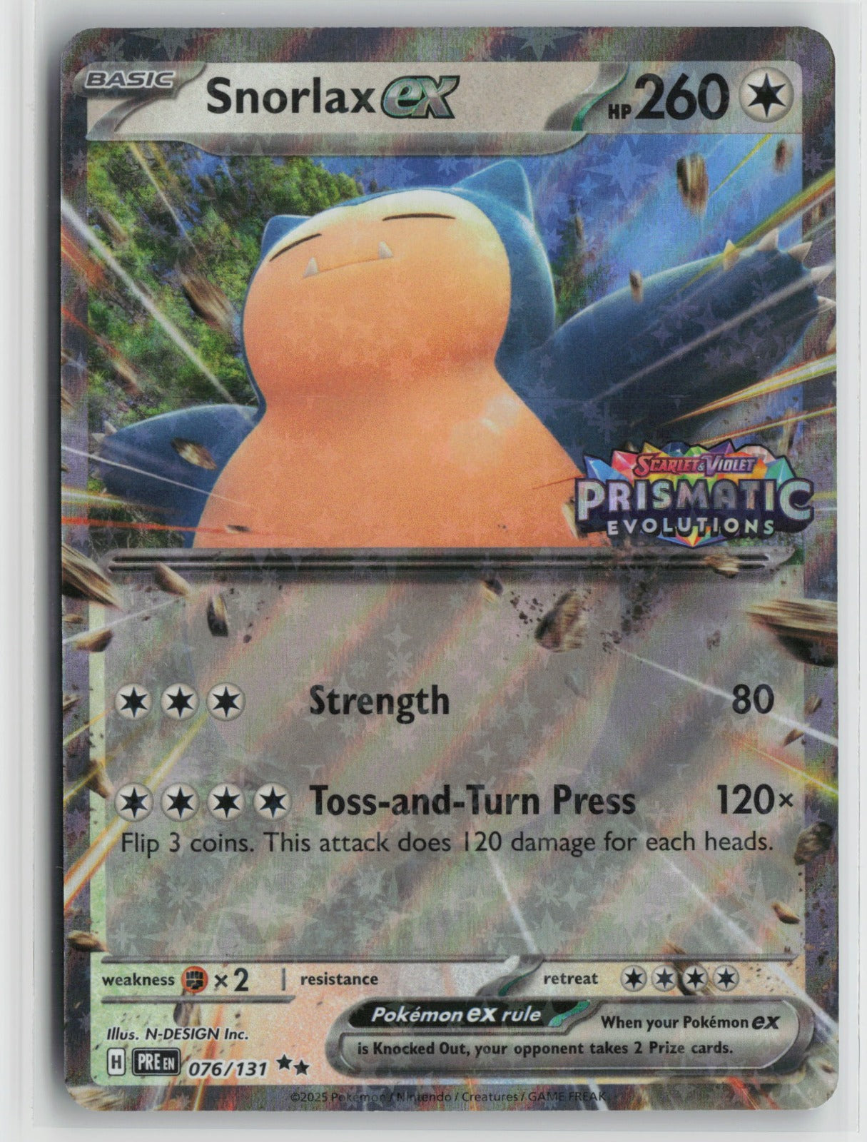 Snorlax ex (Prismatic Evolution Stamped) Double Rare Holo MCAP 076/131 NM