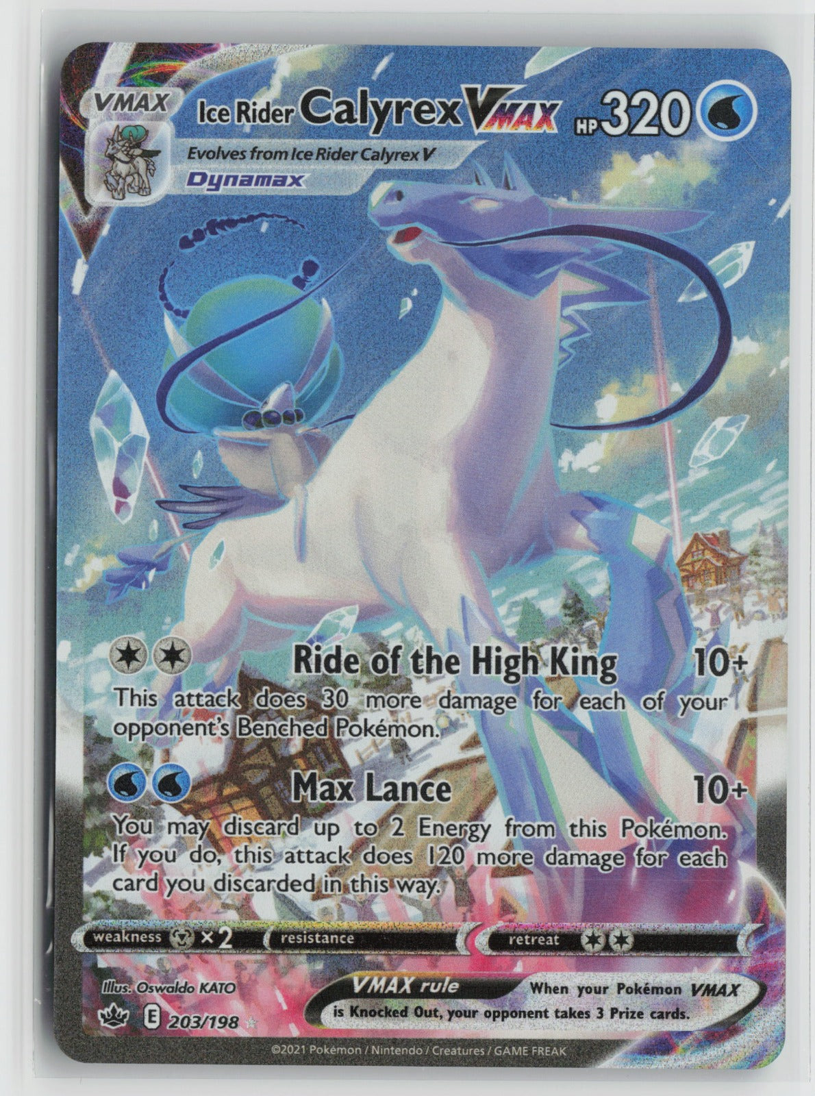 Ice Rider Calyrex VMAX (Alternate Art Secret) Secret Rare Holo SWSH06 203/198 NM