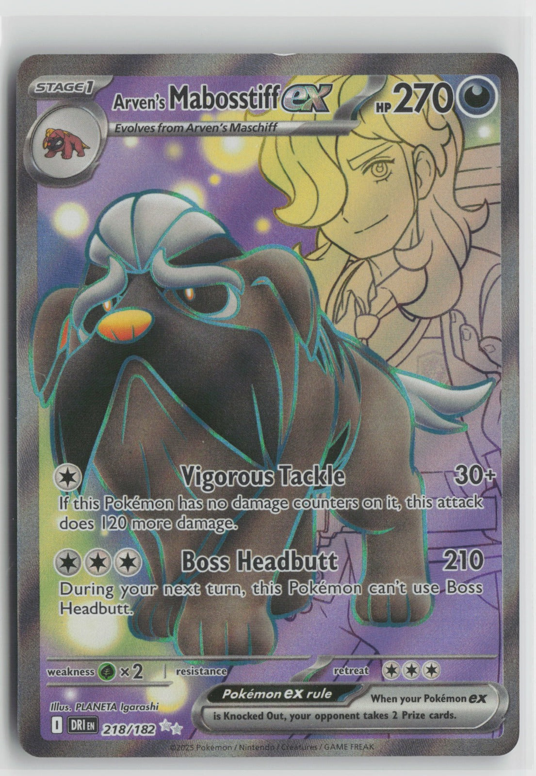 Arven's Mabosstiff ex Ultra Rare Holo DRI 218/182 NM