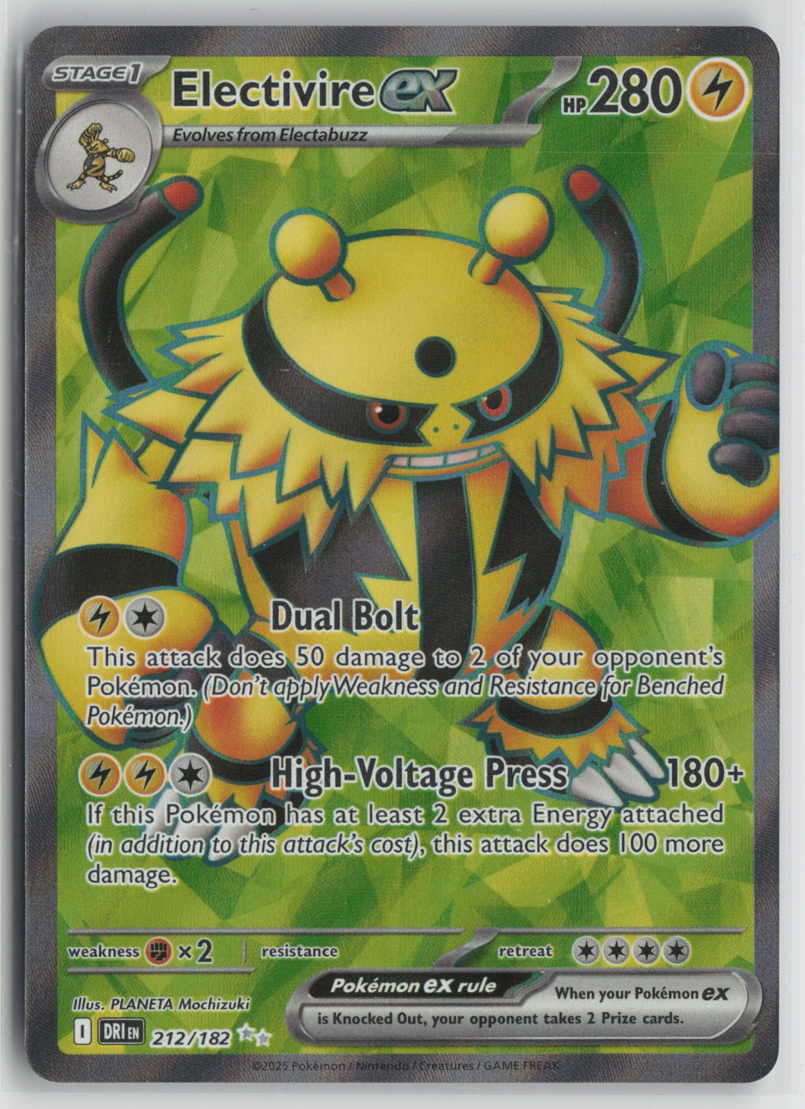 Electivire ex - Ultra Rare Holo DRI 212/182 NM