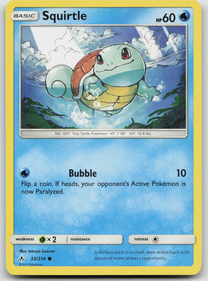 Squirtle Common Normal SM10 33/214 NM