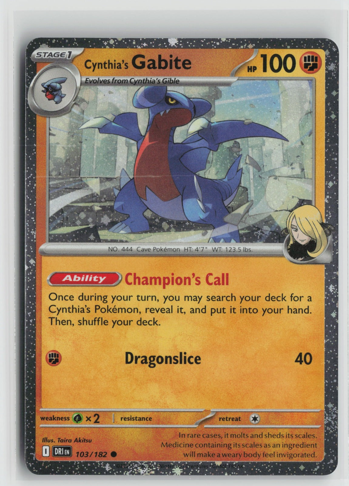 Cynthia's Gabite (Cosmos Holo) Common Holo MCAP 103/182 NM