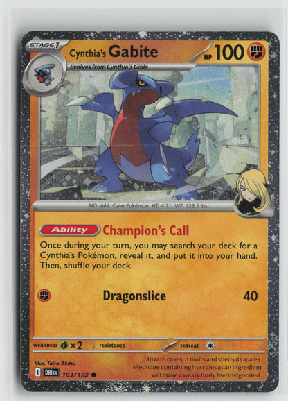 Cynthia's Gabite (Cosmos Holo) Common Holo MCAP 103/182 NM