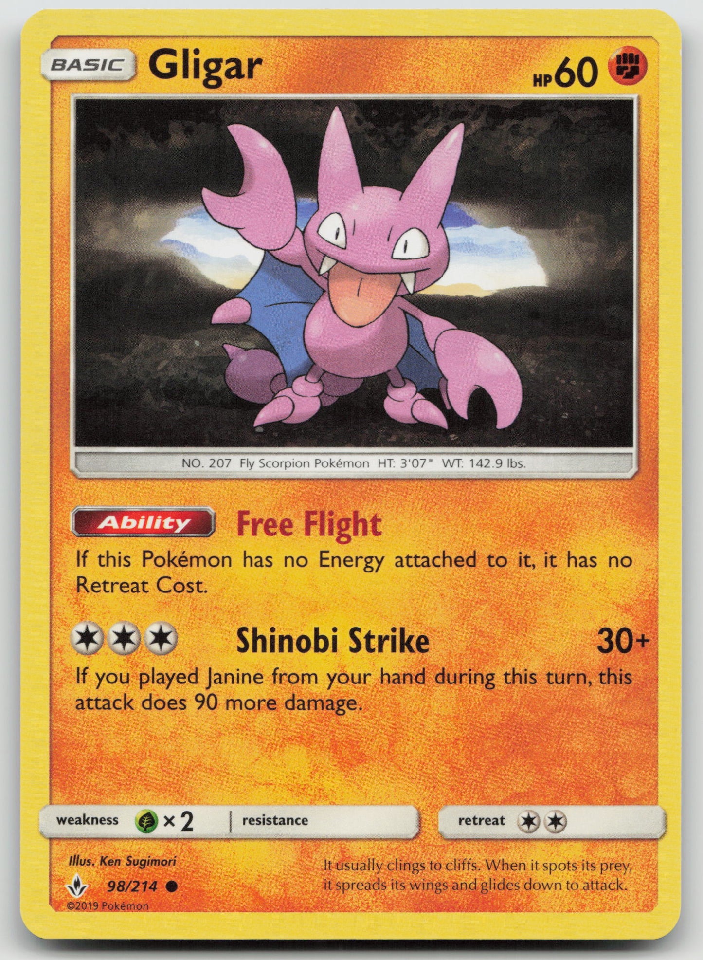 Gligar Common Normal SM10 98/214 NM