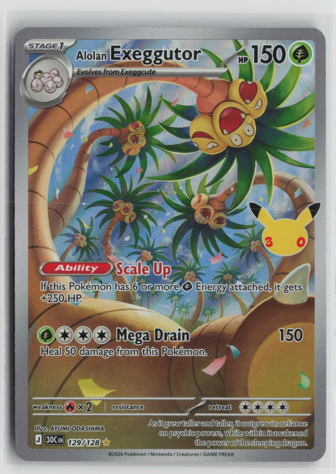 Alolan Exeggutor Illustration Rare Holo 30C 129/128 NM