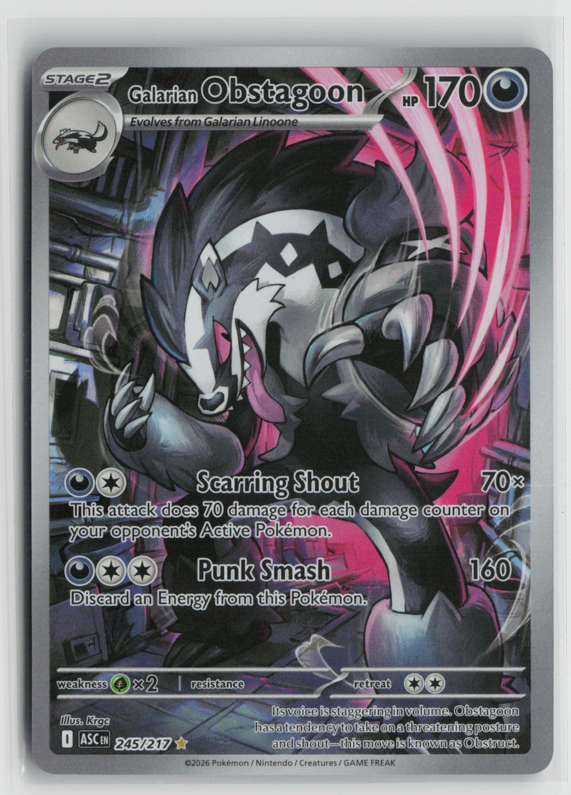 Galarian Obstagoon - Illustration Rare Holo ASC 245/217 NM