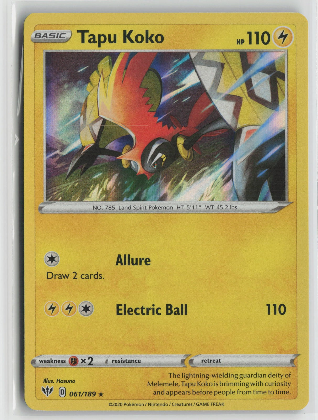 Tapu Koko Holo Rare SWSH03 061/189 NM