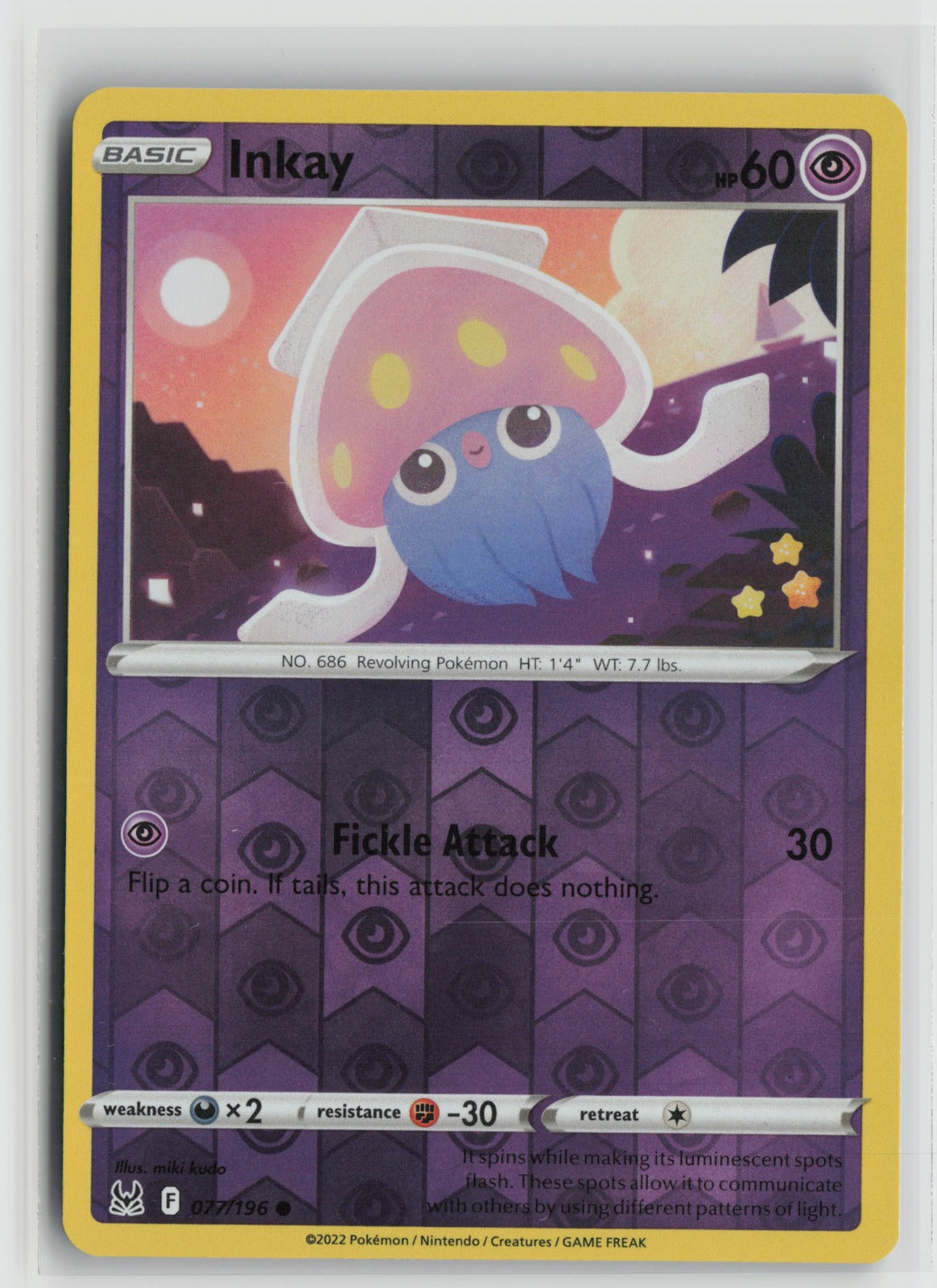 Inkay (077) Common Reverse Holo SWSH11 077/196 NM