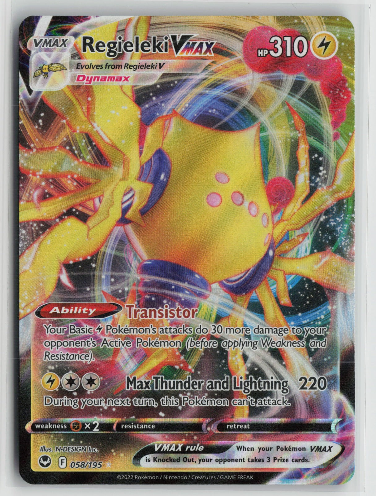 Regieleki VMAX Ultra Rare Holo SWSH12 058/195 NM