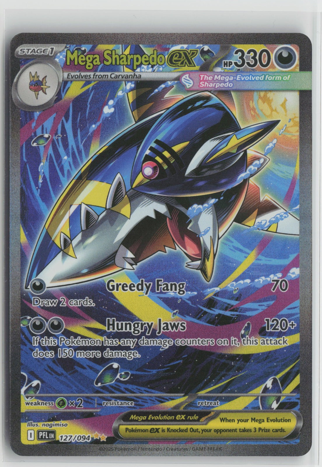 Mega Sharpedo ex - Special Illustration Rare Holo PFL 127/094 NM