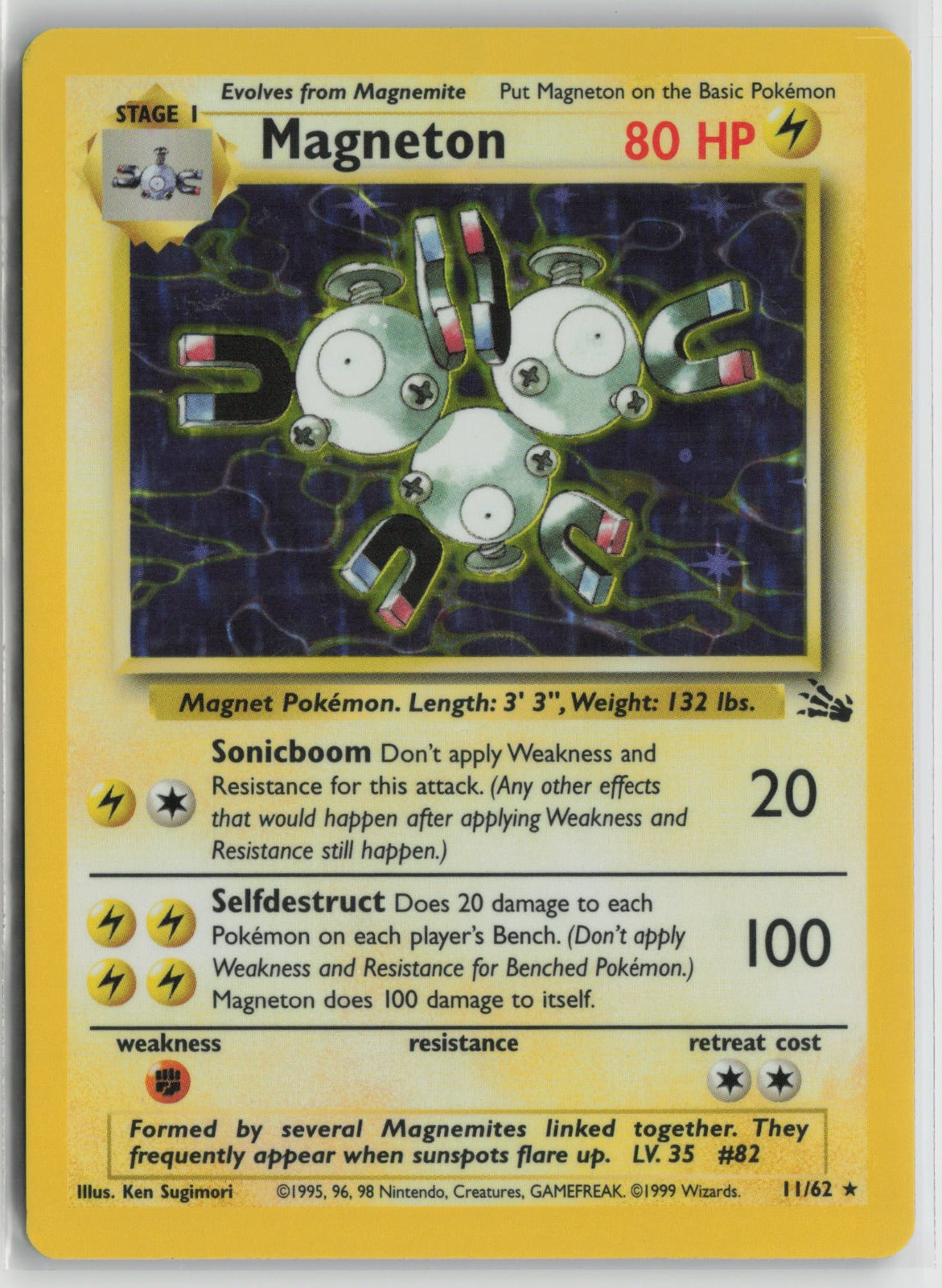 Magneton (11) Holo Rare Unlimited Holo FO 11/62 LP