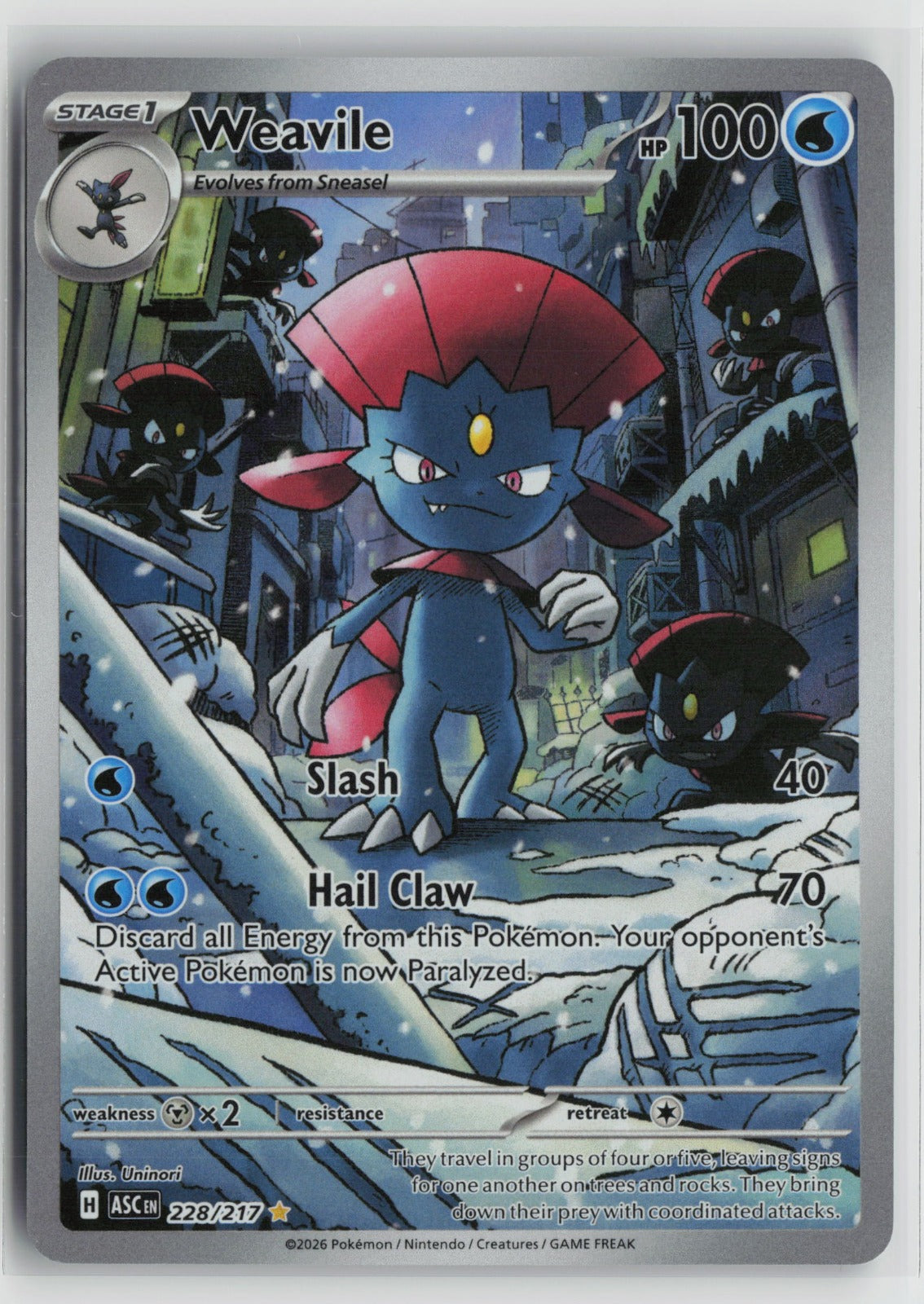 Weavile - Illustration Rare Holo ASC 228/217 NM