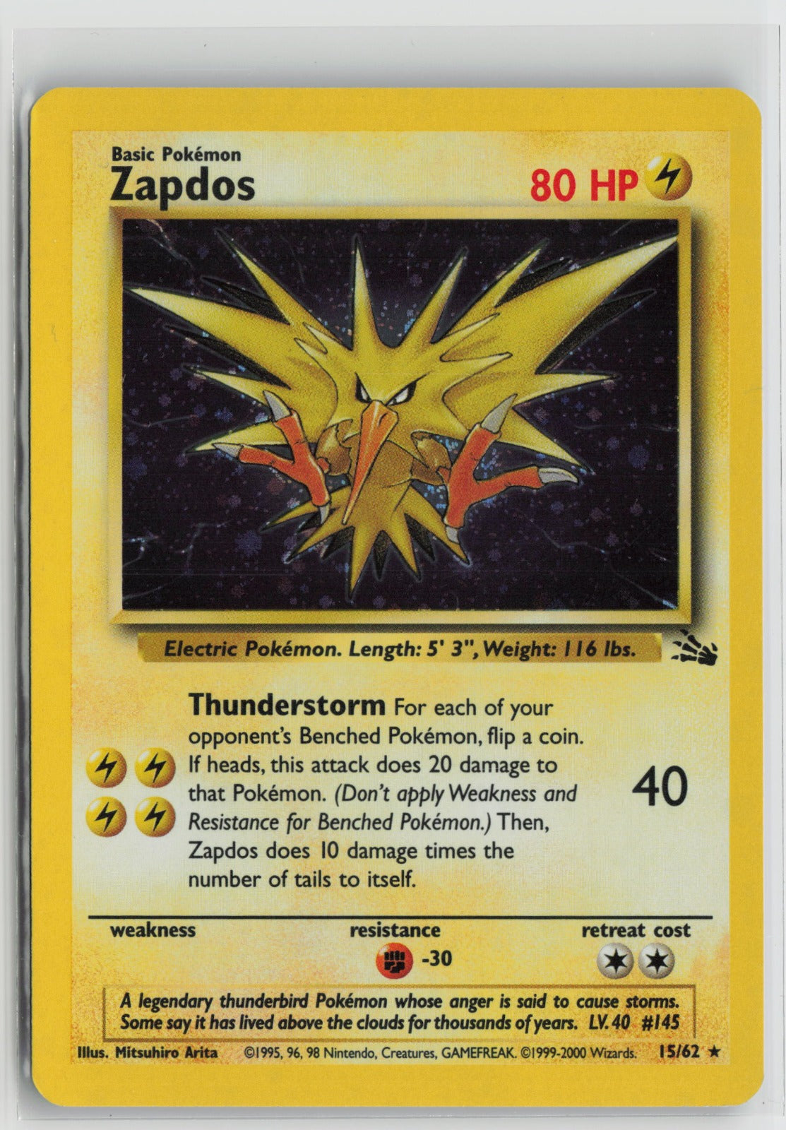 Zapdos (15) Holo Rare Unlimited FO 15/62 NM
