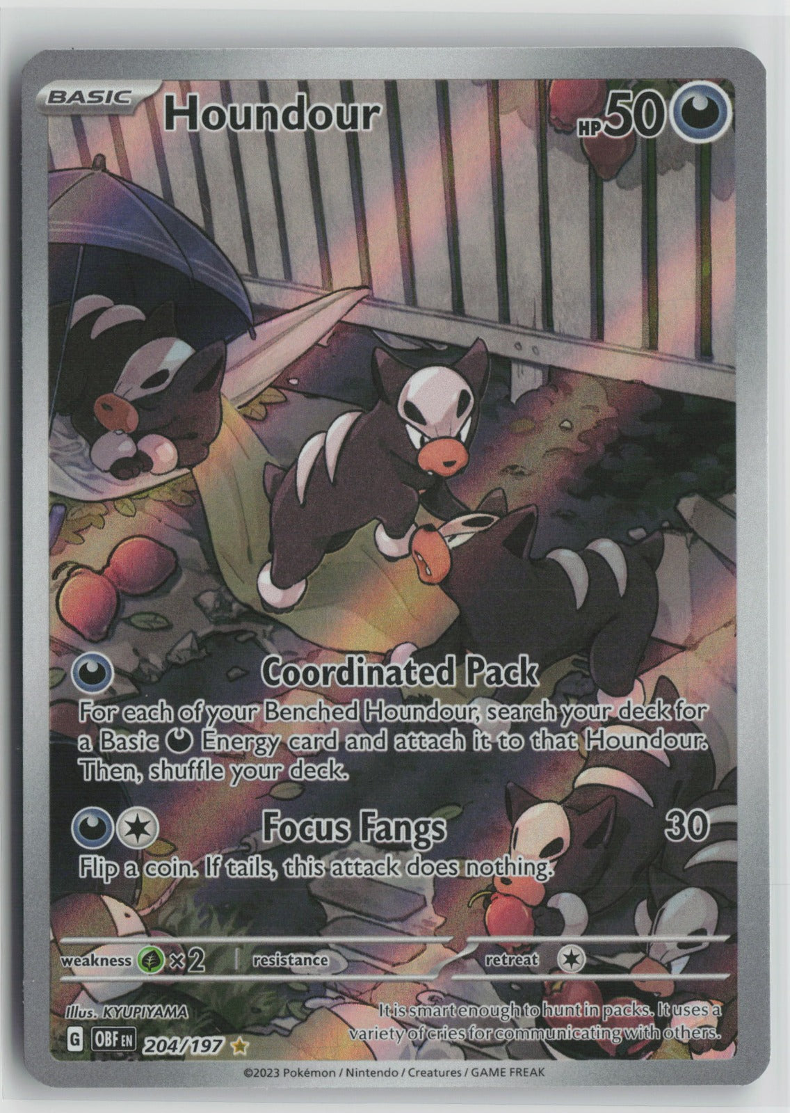 Houndour - Illustration Rare Holo OBF 204/197 NM