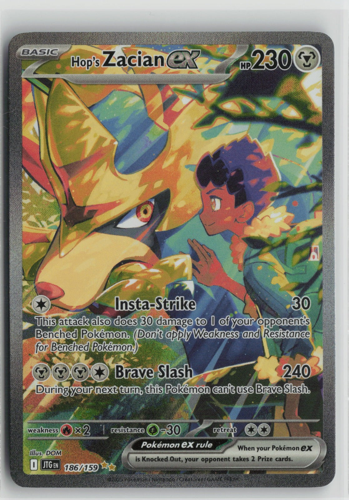 Hop's Zacian ex Special Illustration Rare Holo JTG 186/159 NM