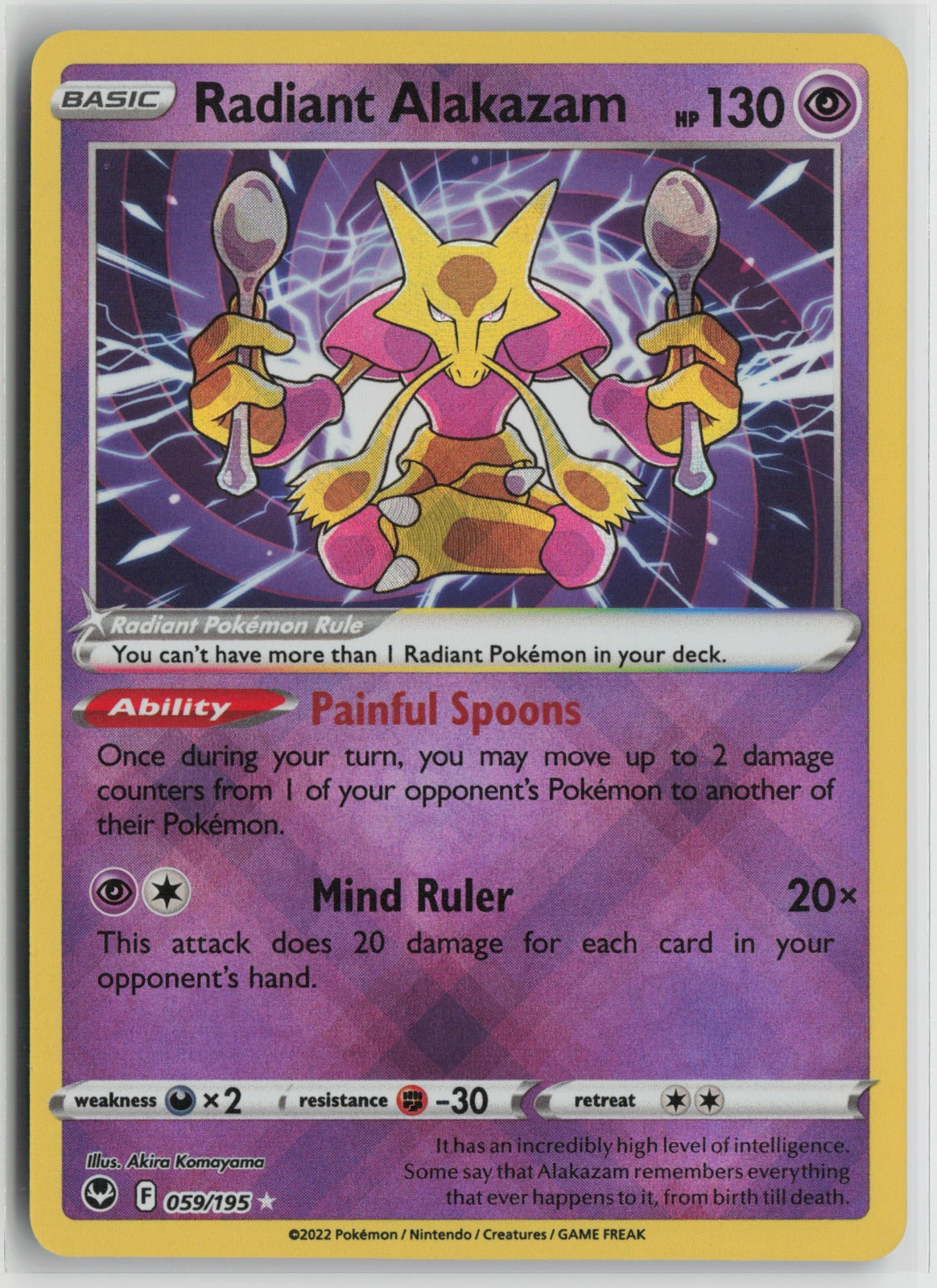Radiant Alakazam Radiant Rare Holo SWSH12 059/195 NM