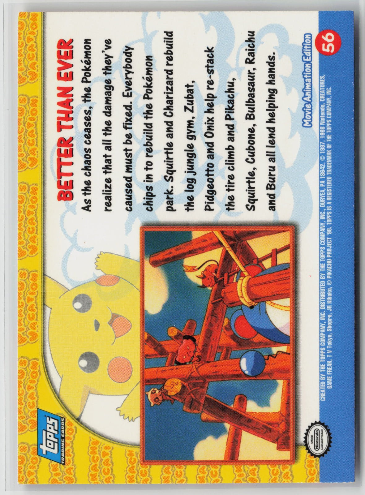 Topps Better Than Ever Pikachu's Vacation #56 NM (Back)