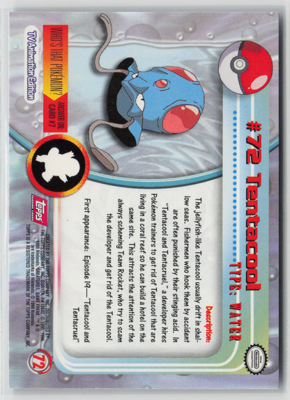 Tentacool #72 Topps TV Animation Series 1999 Non-Holo NM (Back)