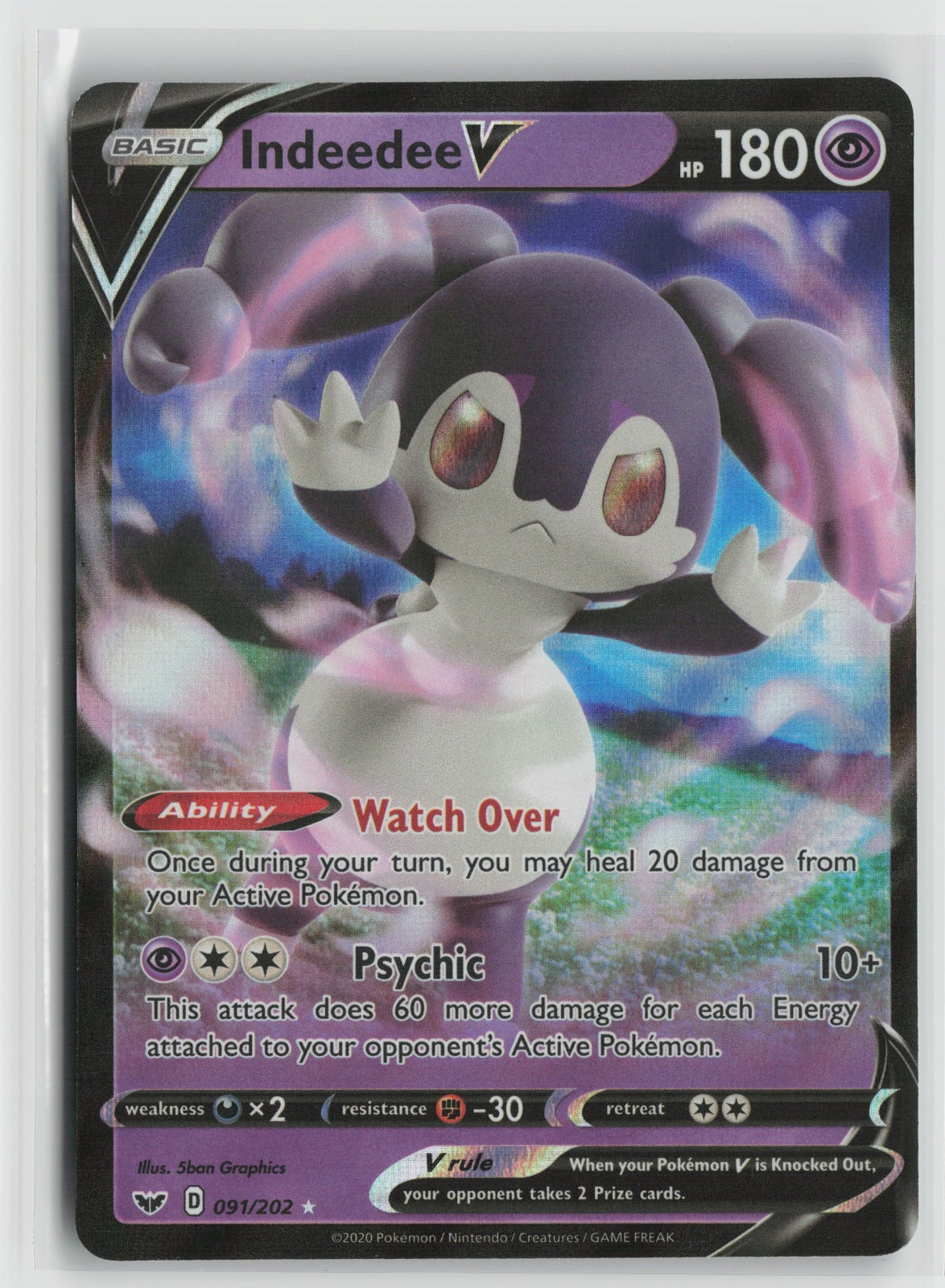 Indeedee V Ultra Rare Holo SWSH01 091/202 NM