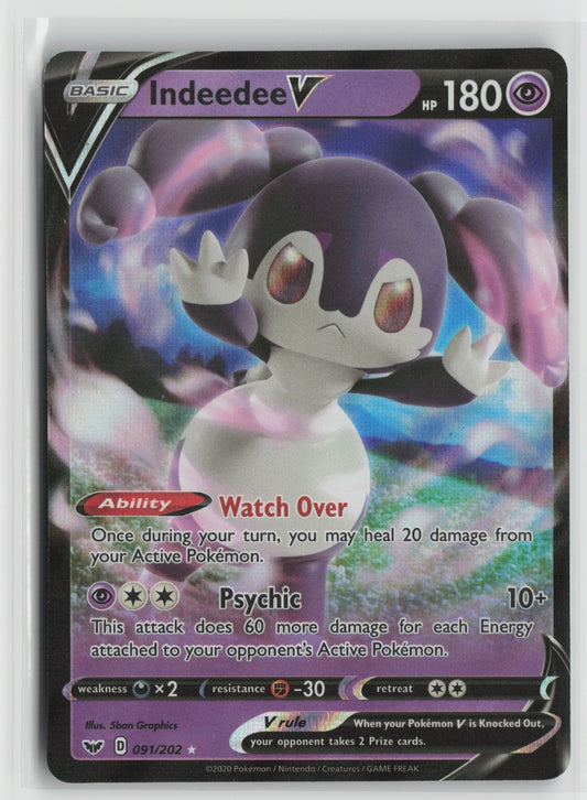 Indeedee V Ultra Rare Holo SWSH01 091/202 NM