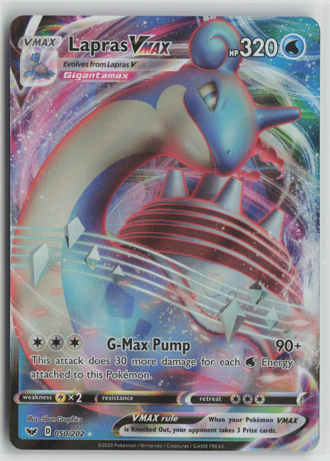 Lapras VMAX Ultra Rare Holo SWSH01 050/202 NM
