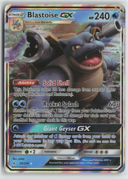 Blastoise GX Ultra Rare Holo SM10 35/214 NM