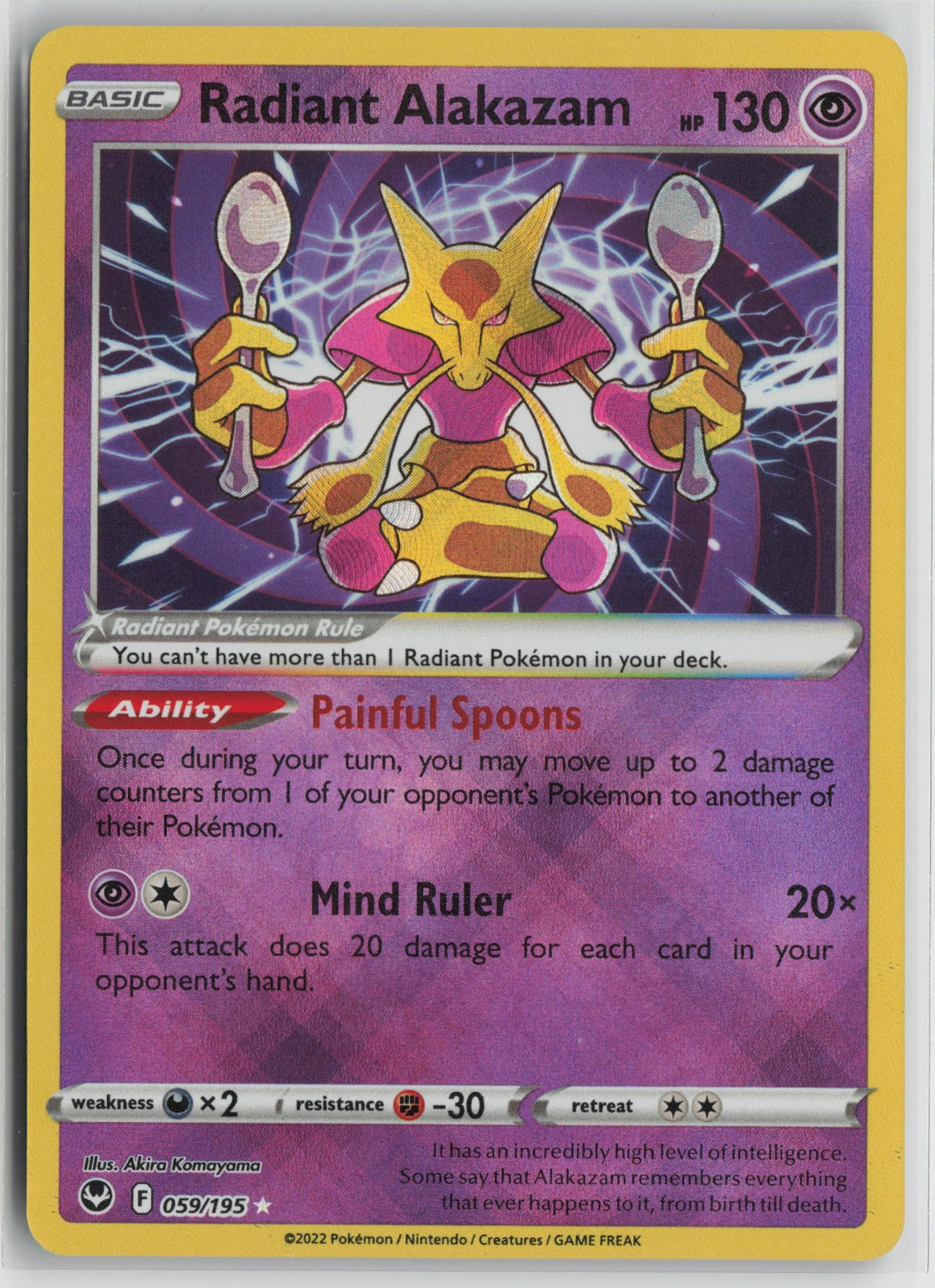 Radiant Alakazam Radiant Rare Holo SWSH12 059/195 NM