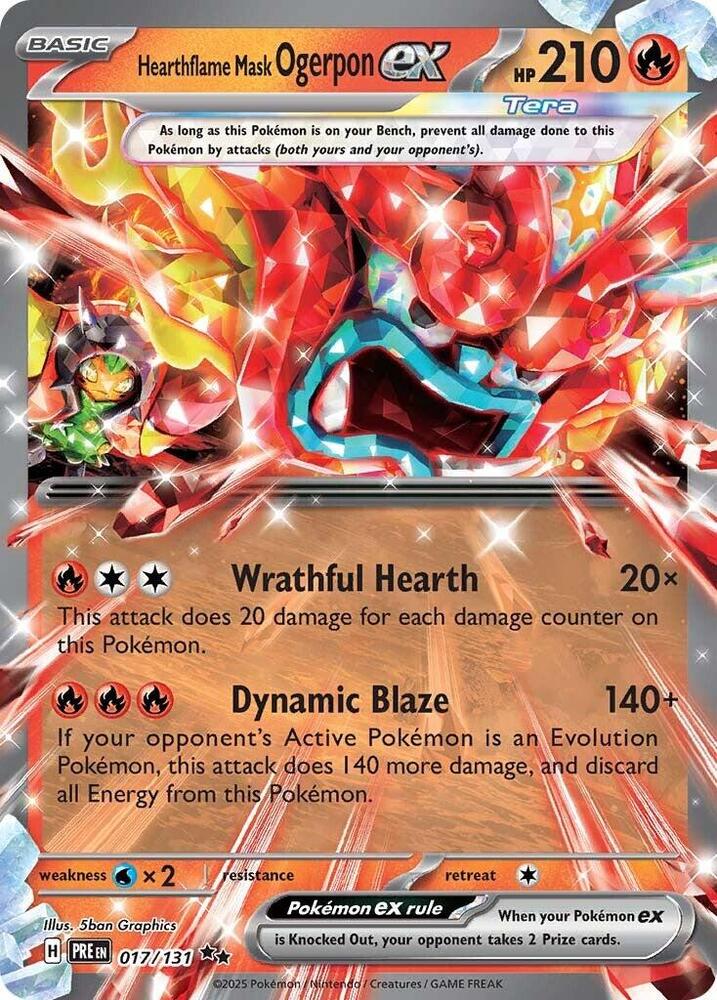 Hearthflame Mask Ogerpon ex Double Rare Holo PRE 017/131 NM