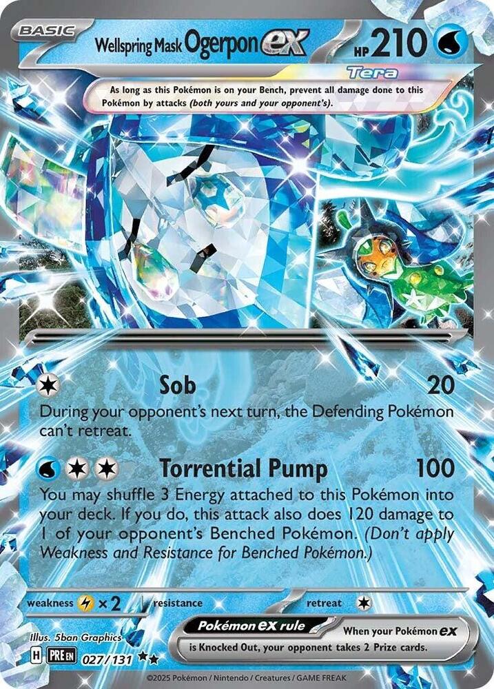 Wellspring Mask Ogerpon ex Double Rare Holo PRE 027/131 NM