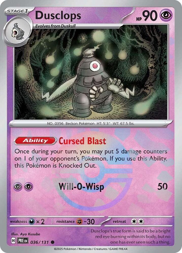 Dusclops (Poke Ball Pattern) Common Holo PRE 036/131 NM