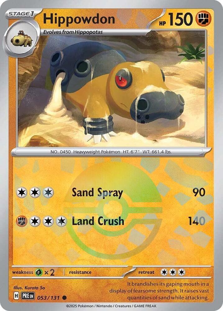 Hippowdon (Poke Ball Pattern) Common Holo PRE 053/131 NM