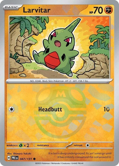 Larvitar (Master Ball Pattern) Common Holo PRE 047/131 NM