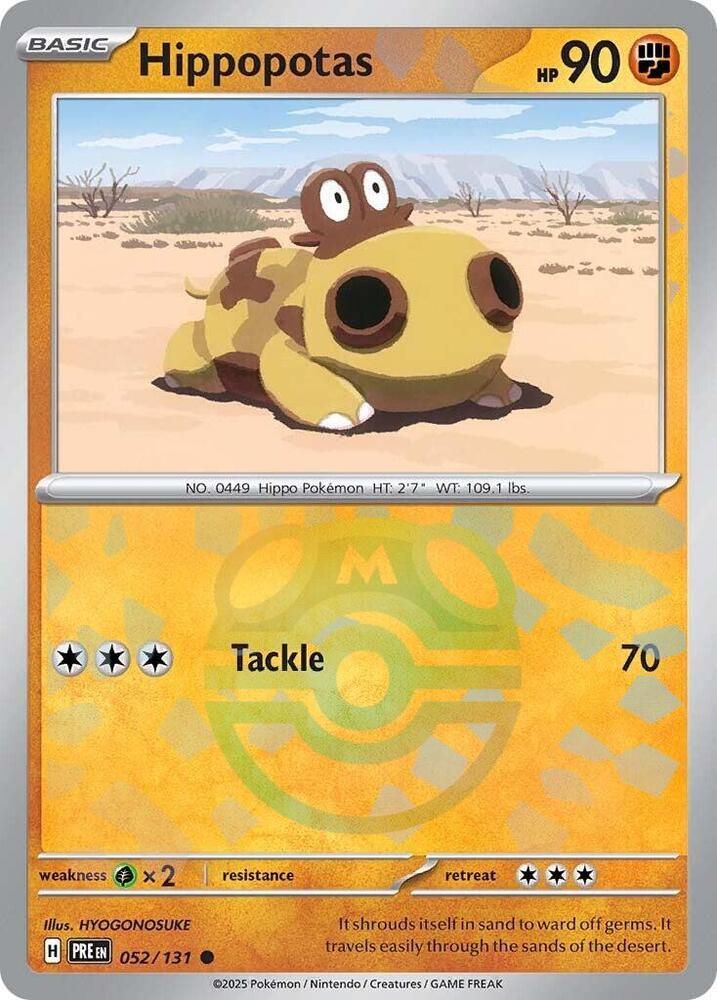 Hippopotas (Master Ball Pattern) Common Holo PRE 052/131 NM