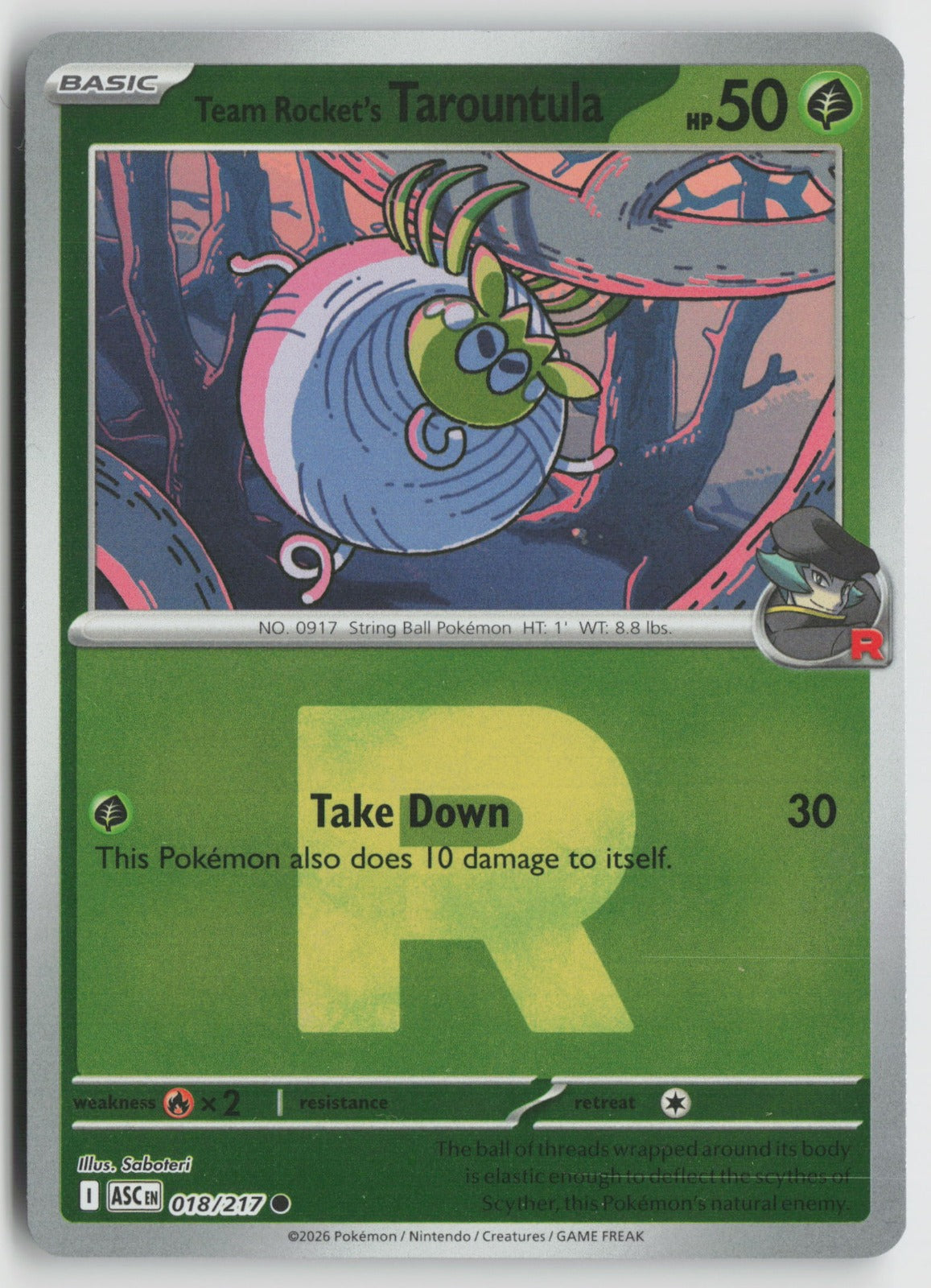 Team Rocket's Tarountula (Team Rocket) Common Reverse Holo ASC 018/217 NM
