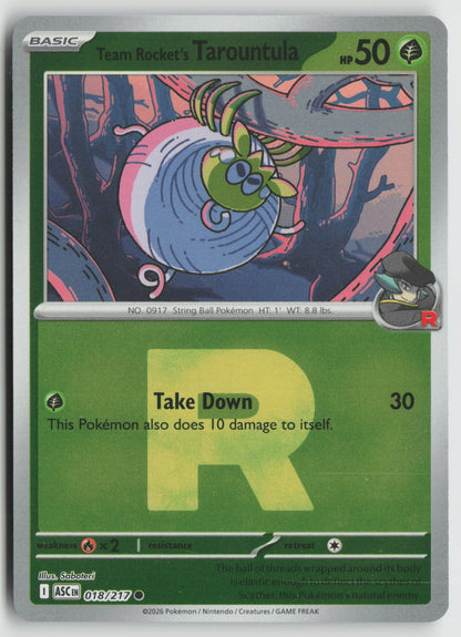 Team Rocket's Tarountula (Team Rocket) Common Reverse Holo ASC 018/217 NM