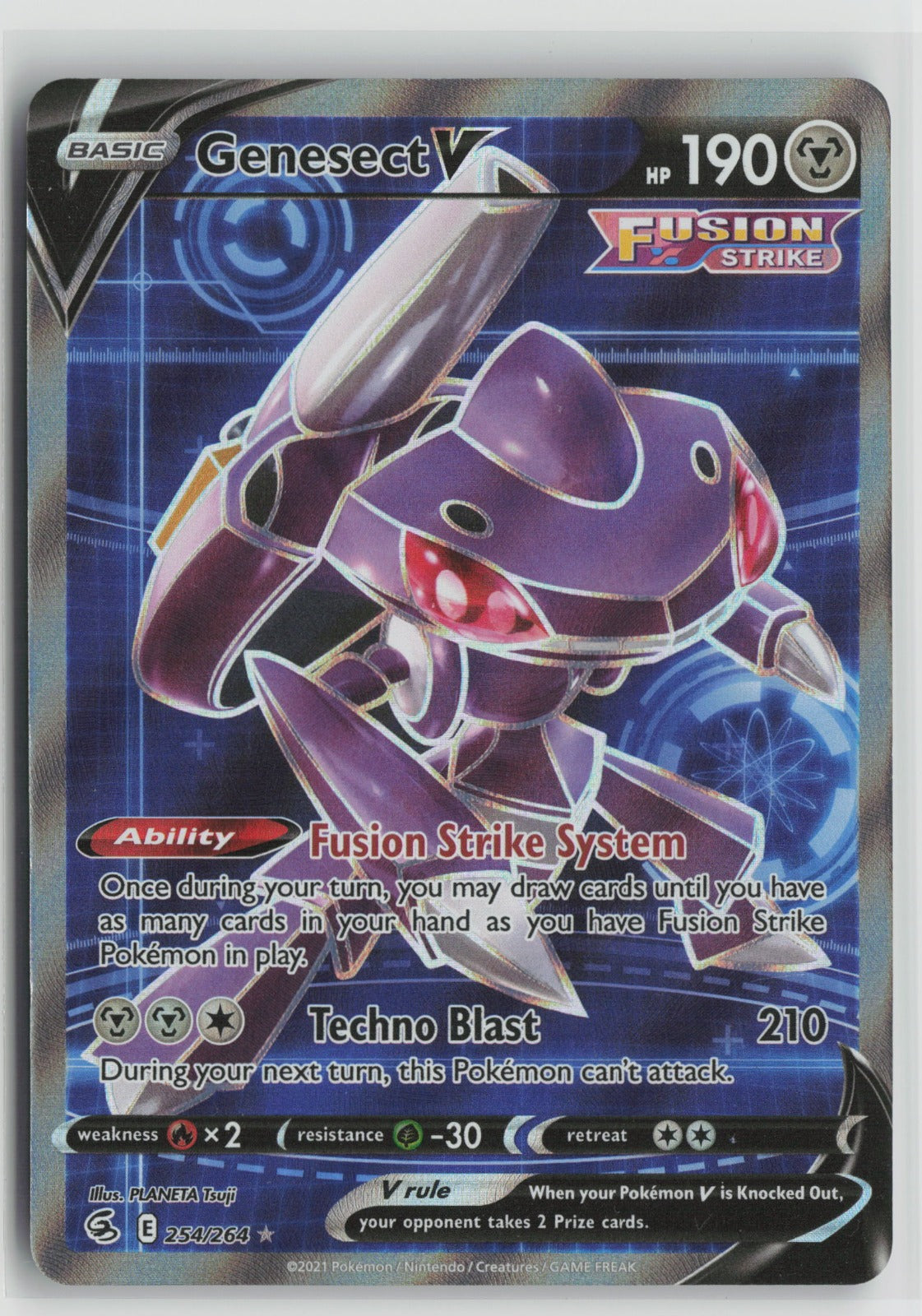 Genesect V (Full Art) Ultra Rare Holo SWSH08 254/264 NM