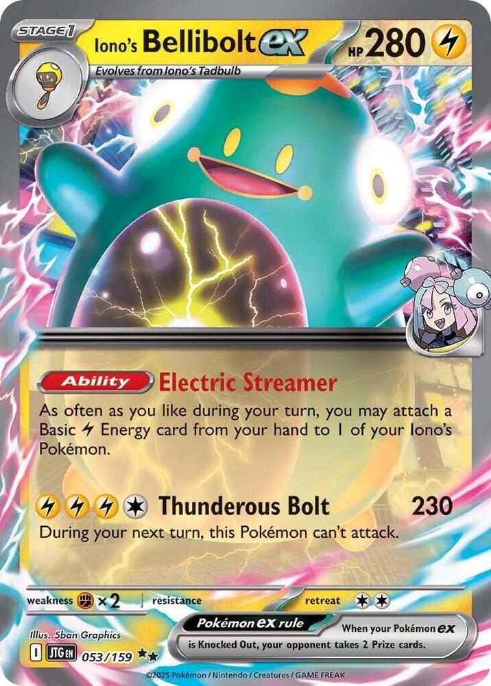 Iono's Bellibolt ex Double Rare Holo JTG 053/159 NM