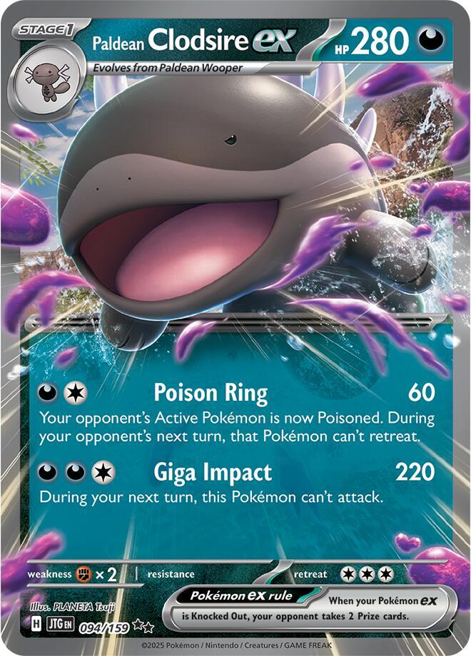 Paldean Clodsire ex Double Rare Holo JTG 094/159 NM
