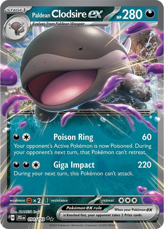 Paldean Clodsire ex Double Rare Holo JTG 094/159 NM