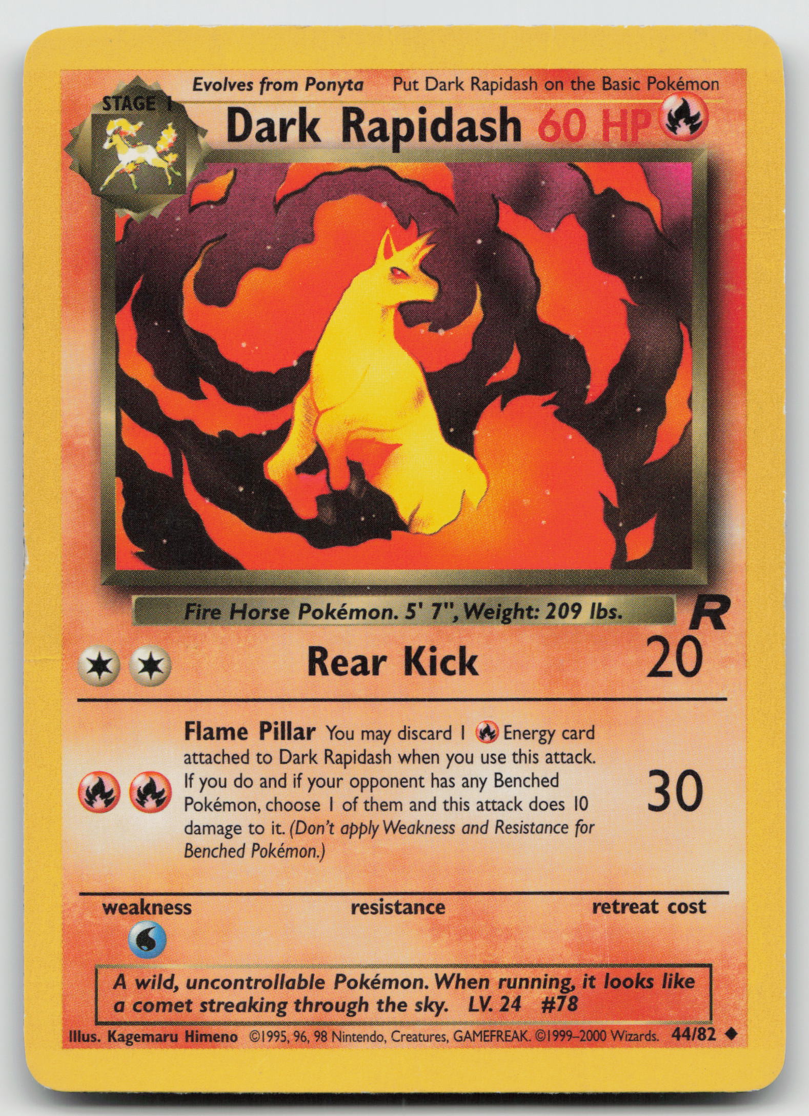 Dark Rapidash Uncommon Unlimited TR 44/82 HP