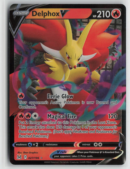 Delphox V Ultra Rare SWSH11: Lost Origin 027/196 NM