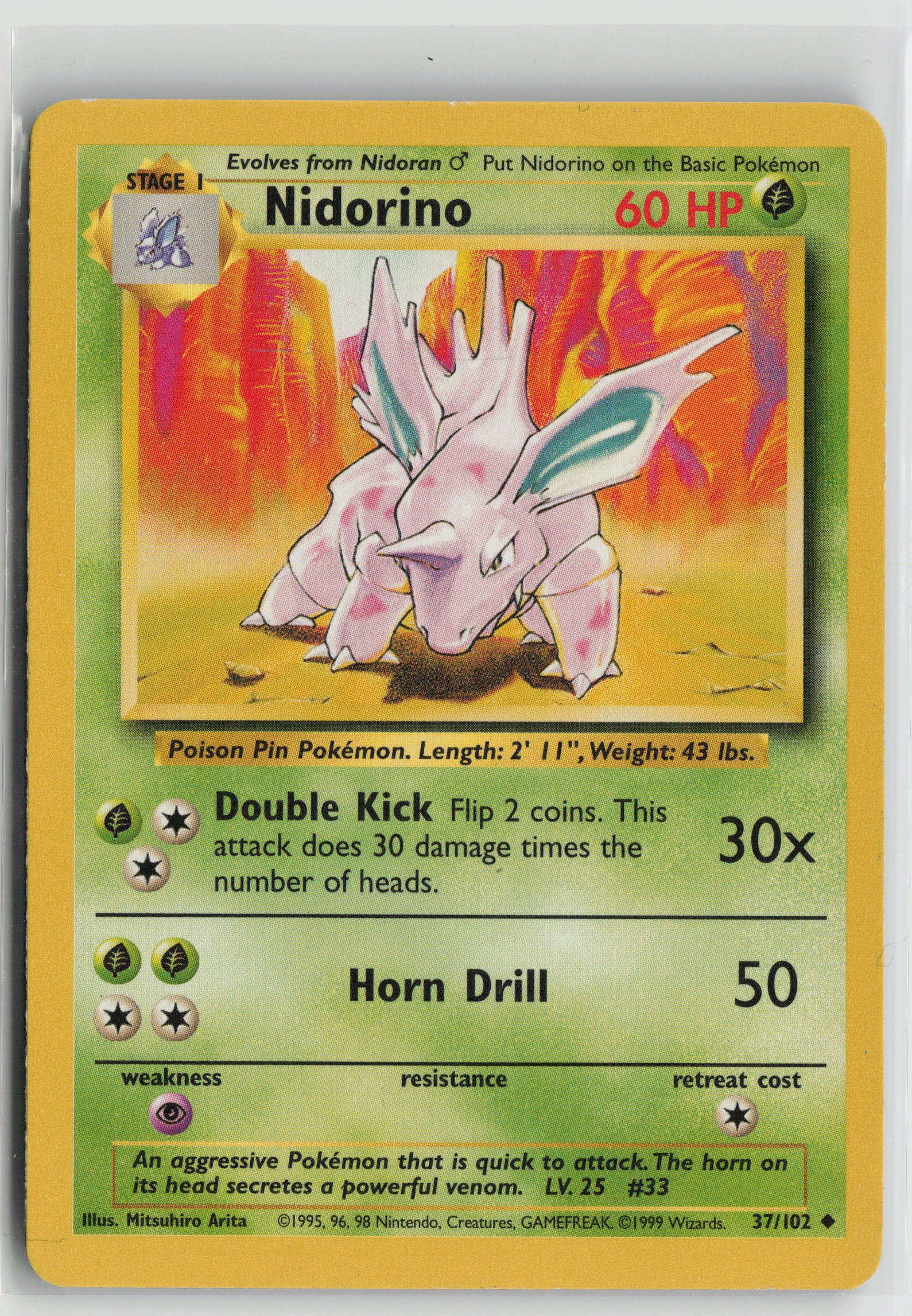Nidorino Uncommon Base Set 037/102 LP