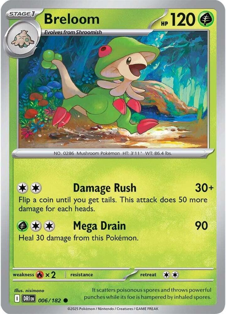 Breloom Common Reverse Holo DRI 006/182 NM
