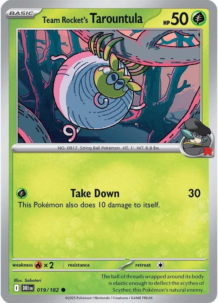 Team Rocket's Tarountula Common Regular DRI 019/182 NM