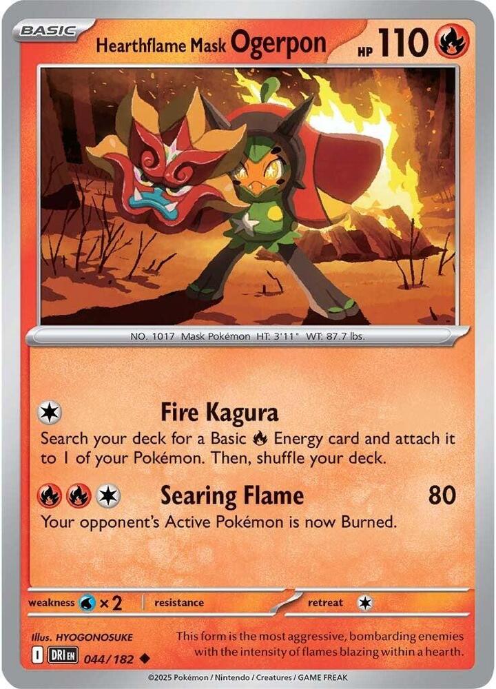 Hearthflame Mask Ogerpon Uncommon Reverse Holo DRI 044/182 NM