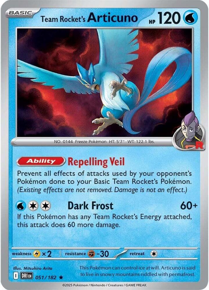 Team Rocket's Articuno Rare Holo DRI 051/182 NM